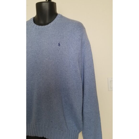 POLO RALPH LAUREN MEN'S BLUE COTTON KNITTED SWEATER SIZE L #819 - Picture 2 of 7
